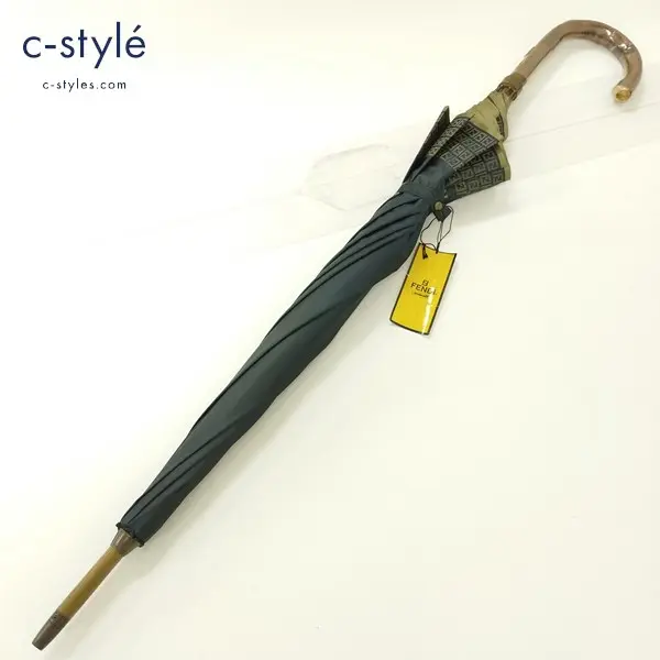 FENDI フェンディ 長傘 KS 6200 ムーンバット製 ズッカ柄 グリーン系