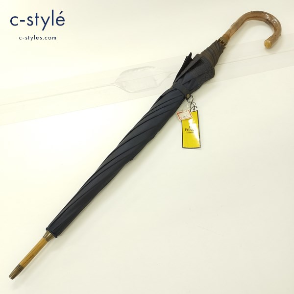 FENDI フェンディ 長傘 KS6200 ムーンバット製 ズッカ柄 ネイビー