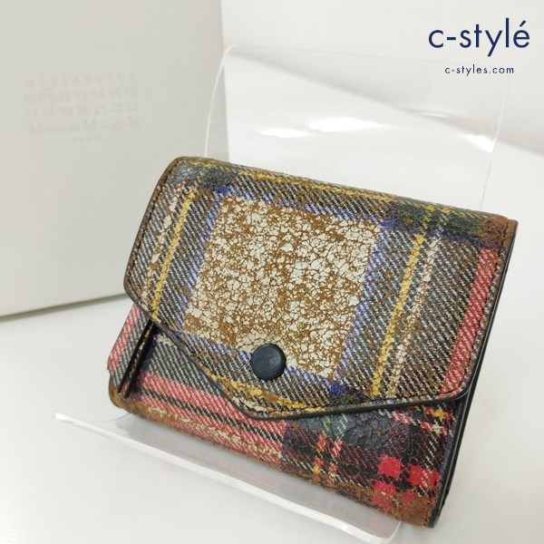 Maison Margiela メゾンマルジェラ チェック柄 三つ折り財布 マルチカラー イタリア製 ウォレット