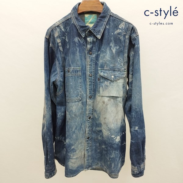 BAL バル デニムシャツ M インディゴ ヴィンテージ加工 ワークシャツ 日本製 長袖