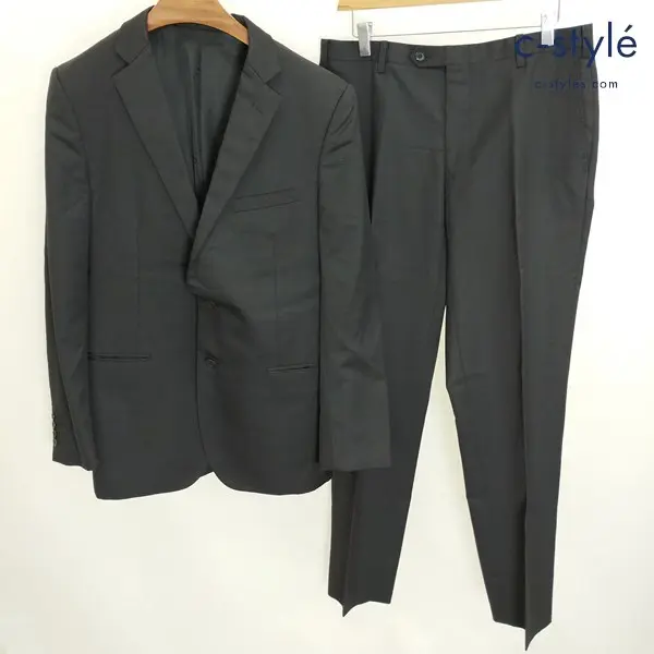 BURBERRY LONDON 2Bスーツ 98-88-180 42ｌ ブラック チェック セットアップ ジャケット パンツ