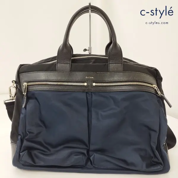 Paul Smith ポールスミス ブリーフケース ブラック×ネイビー ビジネスバッグ 2WAY レザー ショルダー