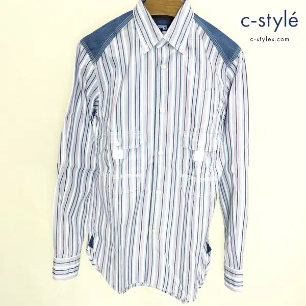 COMME des GARCONS JUNYA WATANABE MAN シャツ XS マルチカラー WG-B009 ストライプ 長袖 切替 パッチワーク