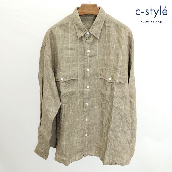 PORTER CLASSIC ポータークラシック シャツ L ブラウン 長袖 麻100 日本製