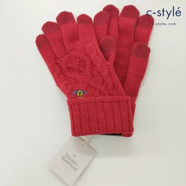 VivienneWestwood ヴィヴィアンウエストウッド 手袋 レッド ニットグローブ ケーブル編み