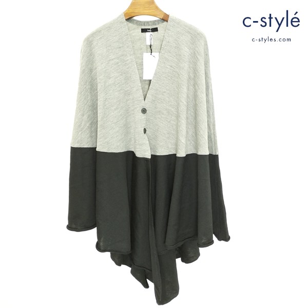 bajra バジュラ ニットポンチョ グレー×ブラック 86FN06 ウール100％ 日本製