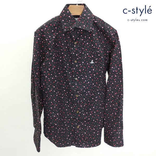 vivienne westwood Man ヴィヴィアンウエストウッドマン 46 ブラック×ピンク 星柄長袖シャツ