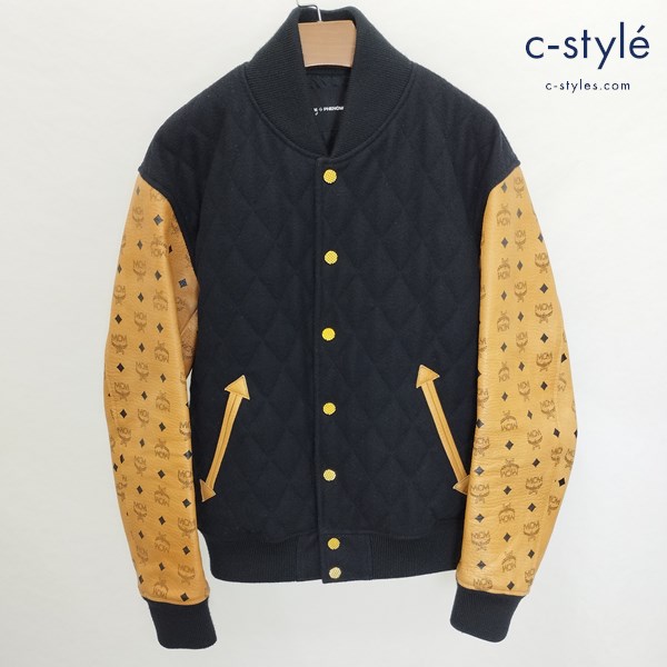 MCM by PHENOMENON M ブラック×ブラウン スタジアムジャケット MCMJKT007 レザー切替 長袖 日本製