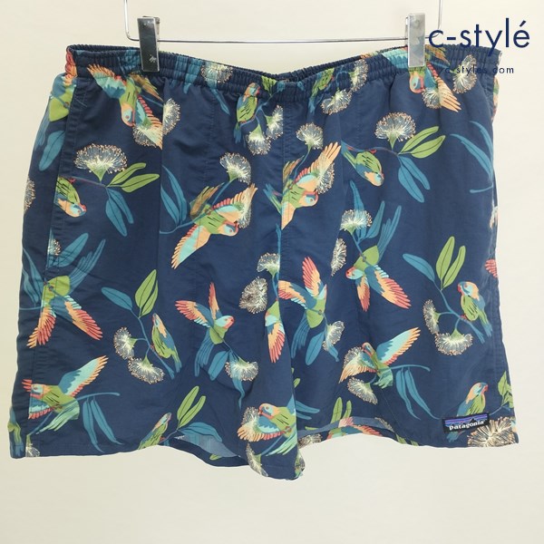 Patagonia パタゴニア XL ネイビー バギーズ ショーツ 57021 短パン総柄 鳥柄