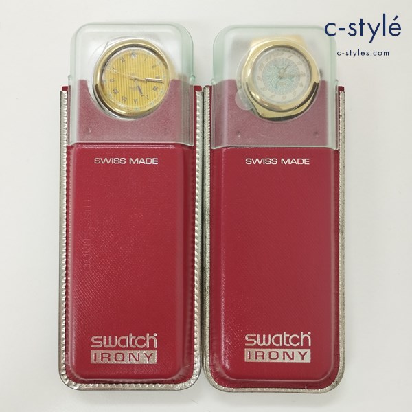 Swatch スウォッチ IRONY 腕時計 グリーン レッド クォーツ アナログ レザーバンド