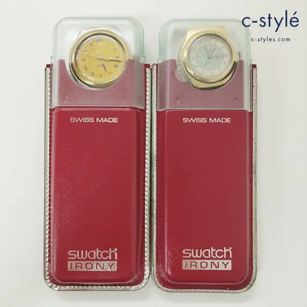 Swatch スウォッチ IRONY 腕時計 グリーン レッド クォーツ アナログ レザーバンド