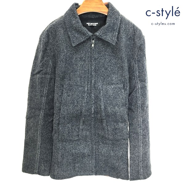 DIET BUTCHER SLIM SKIN ウールジャケット ブルゾン 2 ブルー系 襟付き フルジッパー 日本製