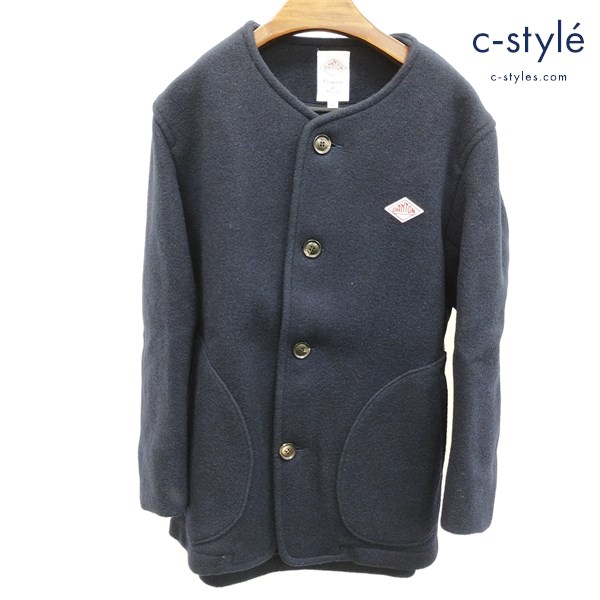 DANTON ダントン ウール モッサ ノーカラー ジャケット 42 ネイビー 19A-SL-001 長袖 日本製