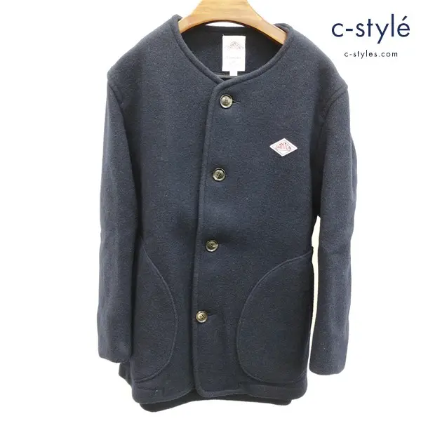 DANTON ダントン ウール モッサ ノーカラー ジャケット 42 ネイビー 19A-SL-001 長袖 日本製