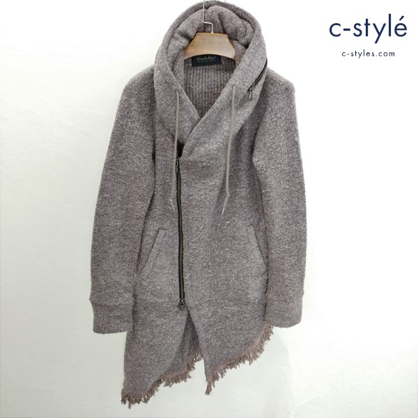 TORNADO MART プードルブークレージャージ M ブラウン アシンメトリー ニット ロングパーカー