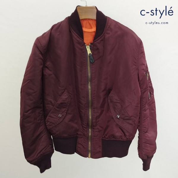 ALPHA INDUSTRIES MA-1 フライトジャケット S ボルドー オレンジ MIL-J-82790J リバーシブル ナイロン