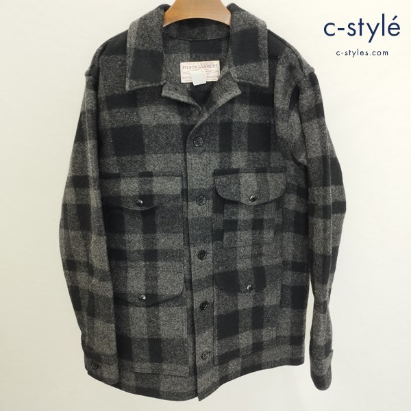 FILSON GARMENT シングルマッキーノ クルーザー ジャケット 42 黒×グレー バージンウール100 チェック柄