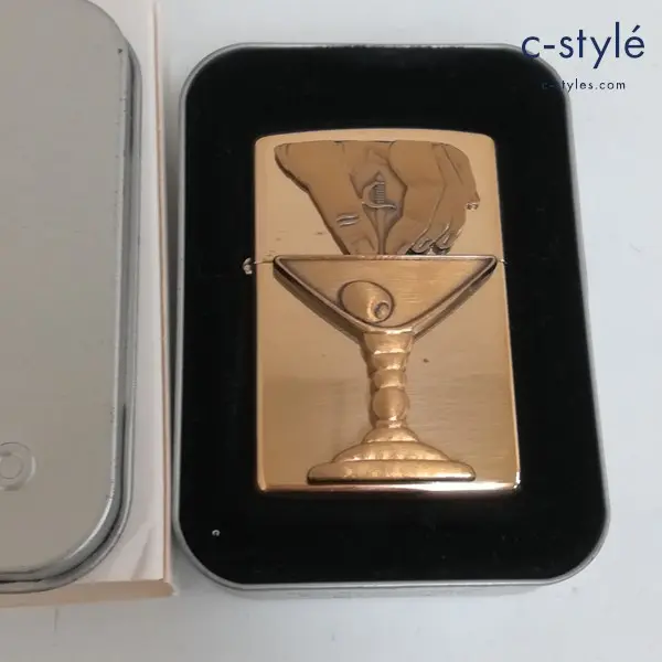 ZIPPO ジッポー SOLID BRASS カクテルトリックマティーニ オイルライター ゴールド 1999年製 喫煙具