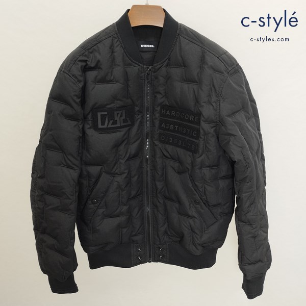DIESEL ボンバージャケット M ブラック HARD CORE ワッペン ナイロンジャケット A3STH3TIC DI3S3L78