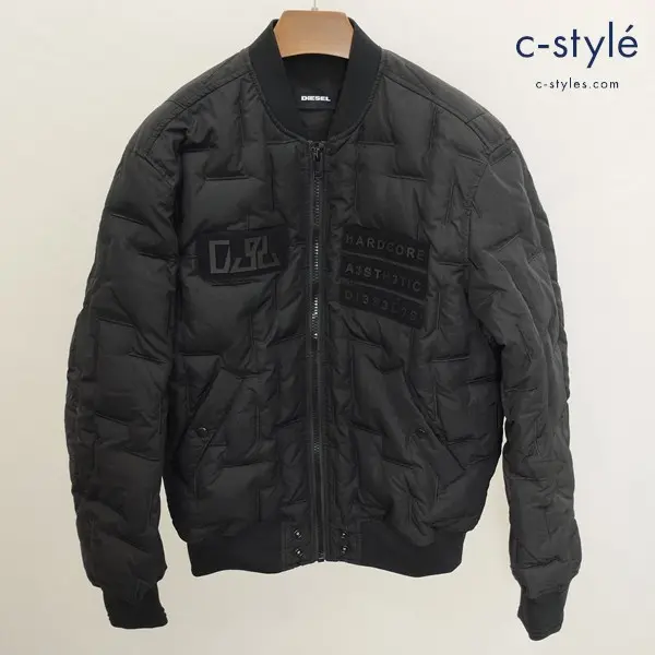 DIESEL ボンバージャケット M ブラック HARD CORE ワッペン ナイロンジャケット A3STH3TIC DI3S3L78