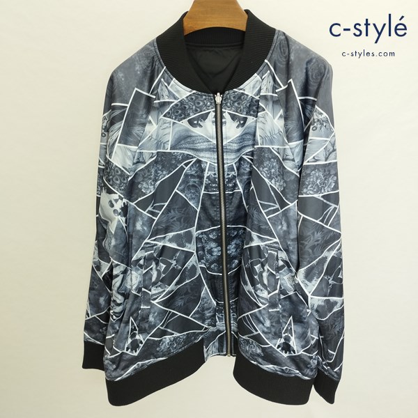 NO ID. リバーシブル ステンドグラスBLZ ブルゾン ONE マルチカラー ブラック MA-1 ジップアップ