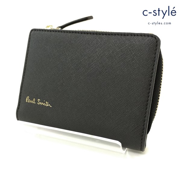 Paul Smith ポールスミス 二つ折り財布 ブラック レザー ウォレット ジッパー