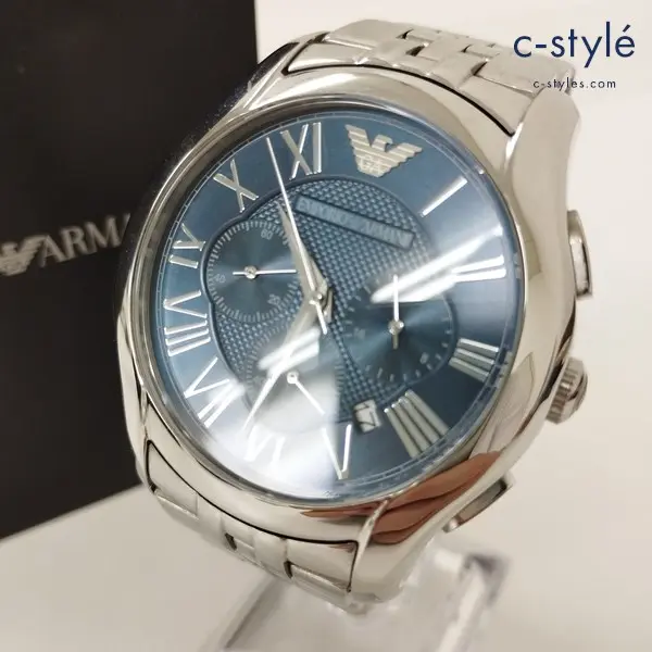EMPORIO ARMANI エンポリオアルマーニ 腕時計 シルバー AR-1787 ブルーダイヤル クォーツ式