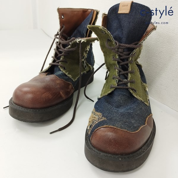 glamb グラム アーネストブーツ 3 マルチカラー リメイク ダメージ加工 レザーシューズ