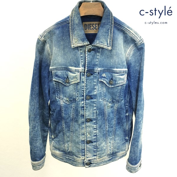 DIESEL スウェットストレッチデニムジャケット S インディゴ チュニジア製 長袖 ダメージ加工