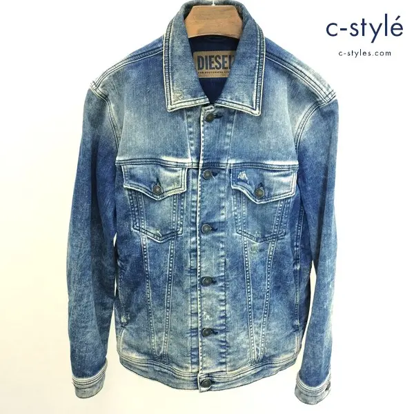 DIESEL スウェットストレッチデニムジャケット S インディゴ チュニジア製 長袖 ダメージ加工