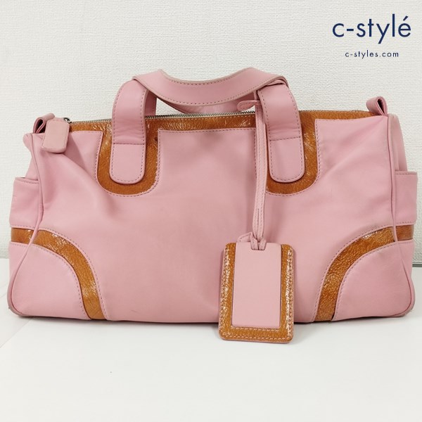 LOEWE ロエベ ナッパレザーラムスキンハンドバッグ ピンク スペイン製 レディース