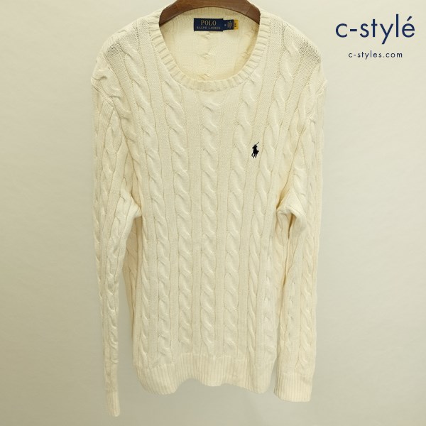 POLO RALPH LAUREN ポロラルフローレン ケーブルニット セーター M クルーネック 綿100
