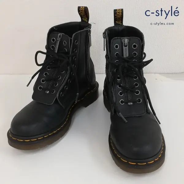 Dr.Martens ドクターマーチン パスカルフロントジップ8ホールブーツ UK4 ブラック レザーシューズ