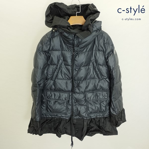 MONCLER×SACAI SERI セリ 0 ブラック 122-09S-46307-05 レディース フリル ダウンジャケット
