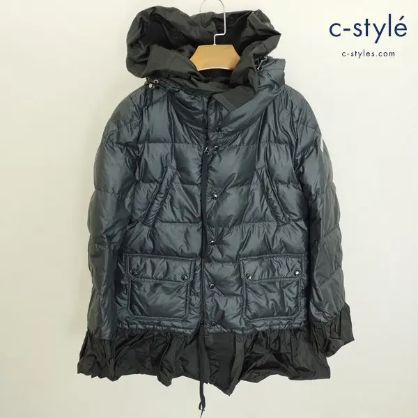 MONCLER×SACAI SERI セリ 0 ブラック 122-09S-46307-05 レディース フリル ダウンジャケット