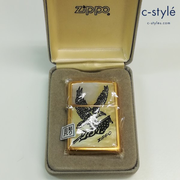 ZIPPO ジッポー 貝貼り 鷲 オイルライター ゴールド 貝細工 シェル 喫煙具