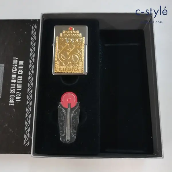ZIPPO ジッポー 65周年記念限定 立体ゴールドメタル オイルライター シルバー×ゴールド 喫煙具