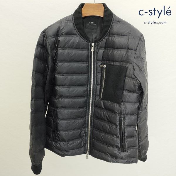 5351 POUR LES HOMMES ノンステッチユーティリティダウンジャケット 1 ブラック 長袖 ジッパー