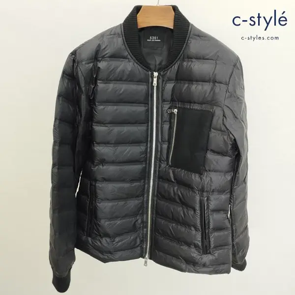 5351 POUR LES HOMMES ノンステッチユーティリティダウンジャケット 1 ブラック 長袖 ジッパー