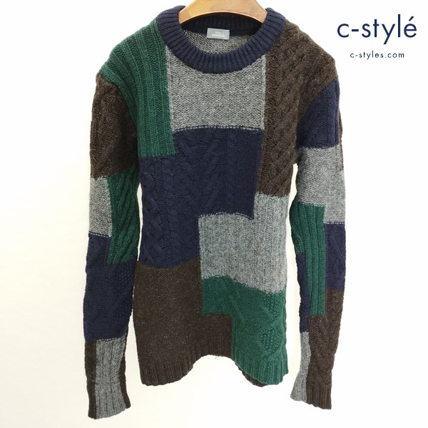 kolor/BEACON カラービーコン パッチワークニット 2 マルチカラー 16WBM-NO1331 ウール100％ 日本製