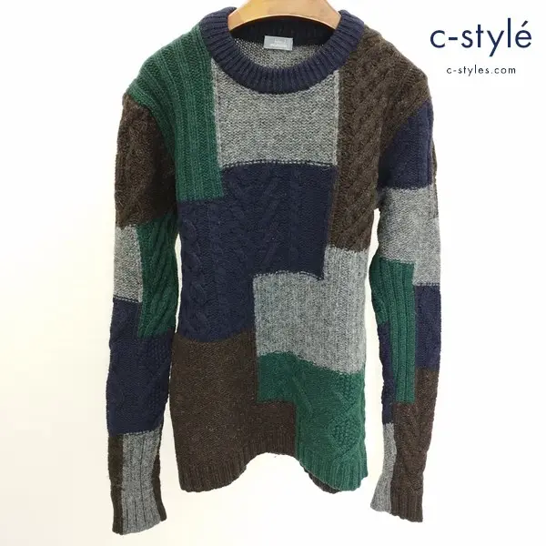 kolor/BEACON カラービーコン パッチワークニット 2 マルチカラー 16WBM-NO1331 ウール100％ 日本製