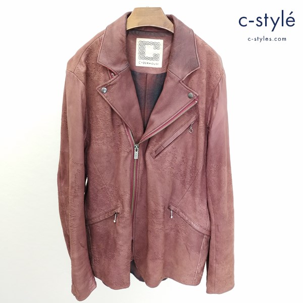 CYDER HOUSE サイダーハウス ディアスキン ダブルライダースジャケット レッド系 鹿革 長袖