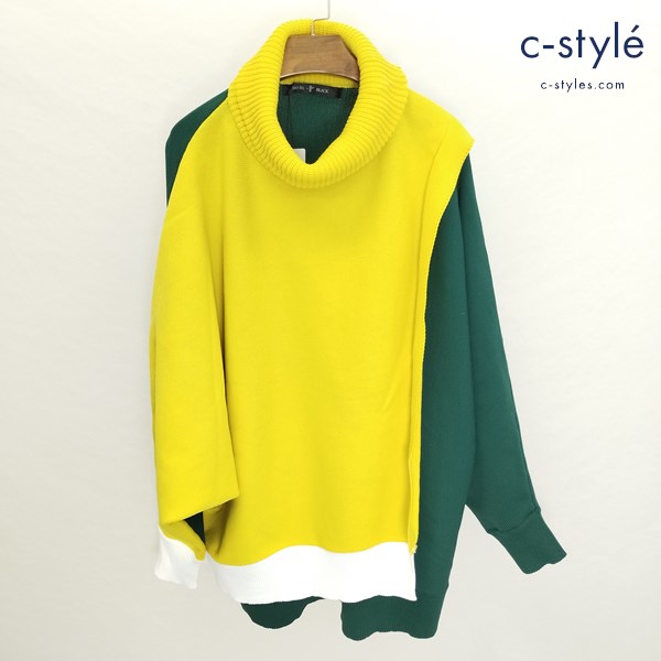 NO ID. BLACK レイヤード ドルマン スリーブニット ONE マルチカラー タートルネック 長袖