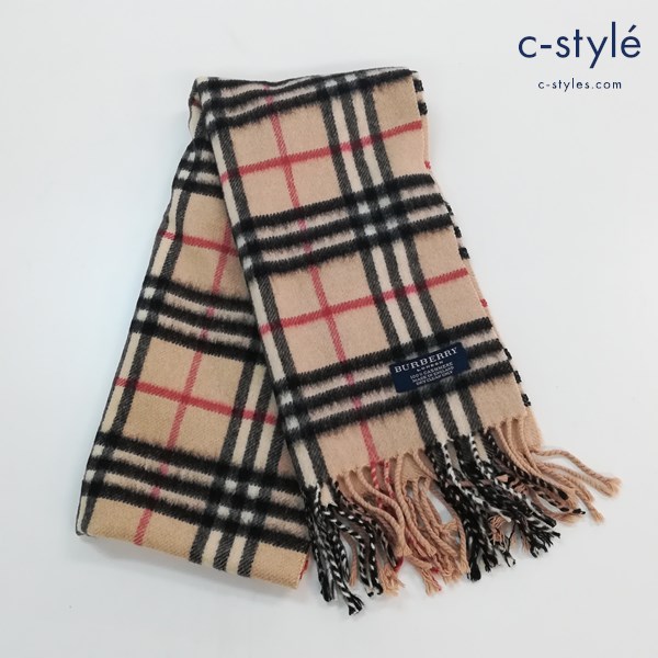 BURBERRY LONDON バーバリーロンドン マフラー ベージュ系 カシミヤ100 MADE IN ENGLAND ノバチェック