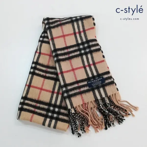 BURBERRY LONDON バーバリーロンドン マフラー ベージュ系 カシミヤ100 MADE IN ENGLAND ノバチェック