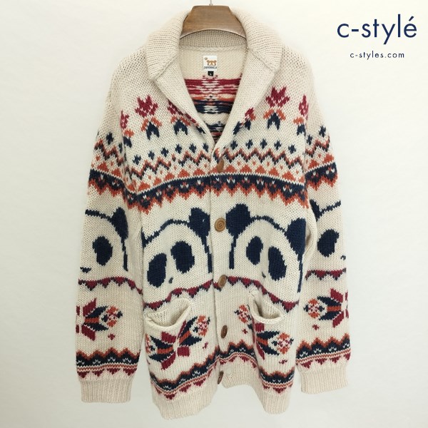 PANDIESTA パンダディエスタ 厚手ニットカーディガン L マルチカラー パンダ ウール100 長袖 536232