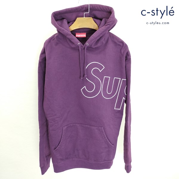 Supreme Reflective Hooded Sweatshirt プルオーバーパーカー M パープル プリントロゴ 裏起毛