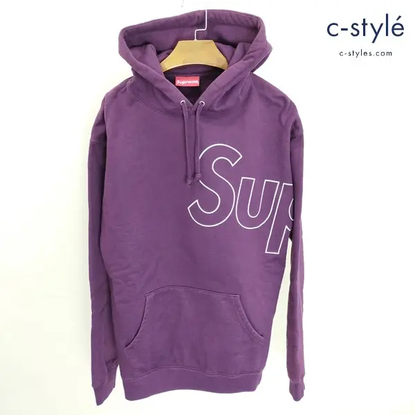 Supreme Reflective Hooded Sweatshirt プルオーバーパーカー M パープル プリントロゴ 裏起毛