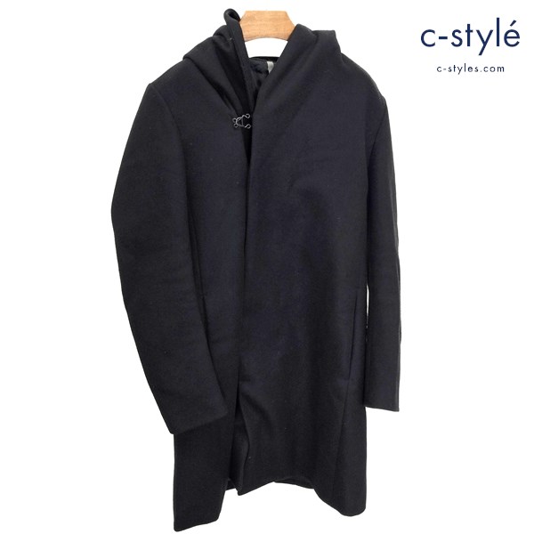 KAZUYUKI KUMAGAI ATTACHMENT ウールコート 1 ブラック カシミヤ混 413063717 日本製 フード