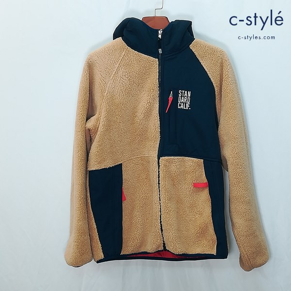STANDADARD CALIFORNIA スタンダードカリフォルニア SD classic pile Hood Jacket XL ベージュ×ネイビー